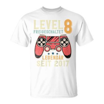 Kinder 8 Geburtstagideo Gamer Level 8 Freigeschaltet Jahrgang T-Shirt - Geschenkecke