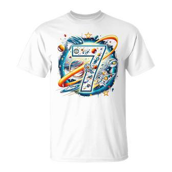 Kinder Astronaut 7 Geburtstag Weltraum Jungen 7 Jahre Raumschiff T-Shirt - Geschenkecke