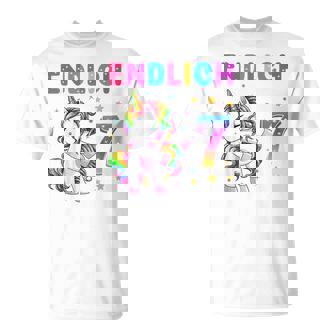 Kinder Endlich 7 Geburtstag Mädchen 7 Jahre Lustiges Party Einhorn T-Shirt - Geschenkecke