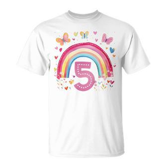 Kinder Geburtstag 5 Mädchen Regenbogen Fee Fünfter 5 Jahre Alt T-Shirt - Geschenkecke