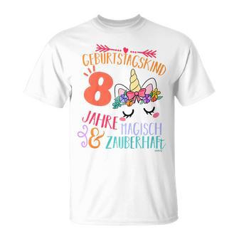 Kinder Geburtstags 8 Jahre Mädchen Einhorn 8 Geburtstag T-Shirt - Geschenkecke