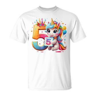 Kinder Nummer 5 Jahre Mädchen Einhorn 5 Geburtstag T-Shirt - Geschenkecke