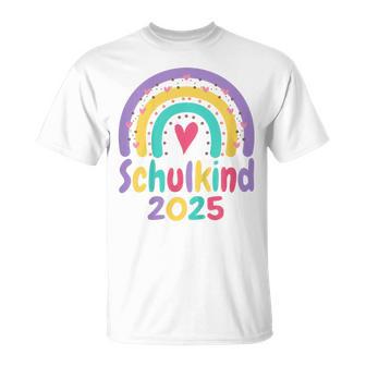 Kinder Schulkind 2025 Mädchen Regenbogen Einschulung 2025 Mädchen T-Shirt - Geschenkecke