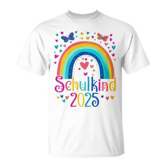 Kinder Schulkind 2025 Regenbogen Mädchen Einschulung 2025 Mädchen T-Shirt - Geschenkecke