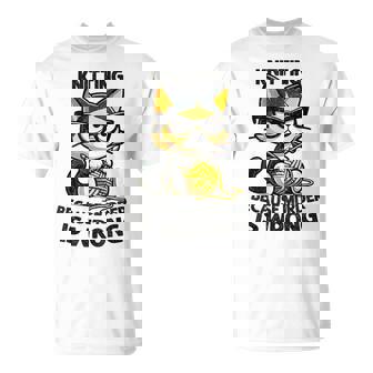 Kitten Knitting Because Murder Is Wrong Cat T-Shirt - Monsterry