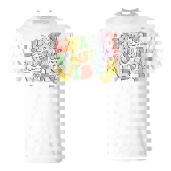 Library Assistant Vibes First Day Of School Retro Librarian T-Shirt - Monsterry