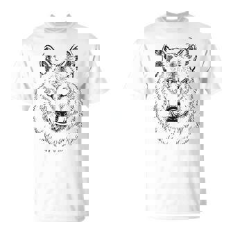 Lobo Blanco Dibujado A Mano Realista Animal Lobo Blanco Camiseta unisex - Regaloses