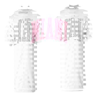 Miami Vintage Preppy Varsity Pink Sports T-Shirt - Seseable