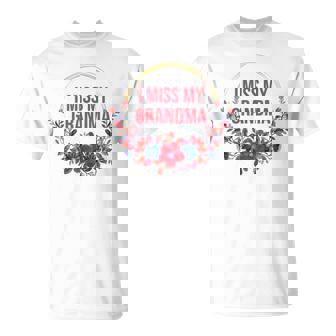 I Miss My Grandma Flower Red Blue Floral Family Memorial T-Shirt - Monsterry
