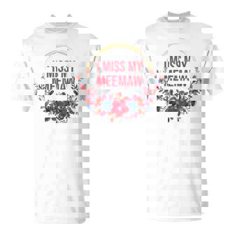 I Miss My Meemaw Flower Red Blue Floral Family Memorial Tank Top T-Shirt - Monsterry
