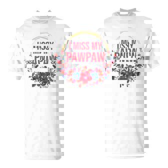 I Miss My Pawpaw Flower Red Blue Floral Family Memorial T-Shirt - Monsterry