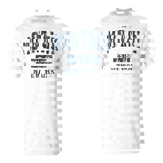 Montauk New York NY Vintage Athletic Sports T-Shirt - Monsterry