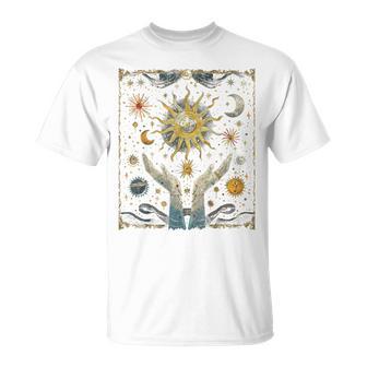 Mystical Snake Moon And Sun Tarot Card Crystals T-Shirt - Geschenkecke