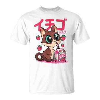 Niños Kawaii Cute Japanese Cat Strawberry Milk Anime For Girls Camiseta unisex - Regaloses