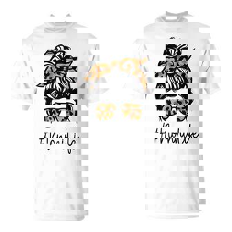 Nonni Leopard Messy Bun Mother's Day For Grandmothers T-Shirt - Seseable