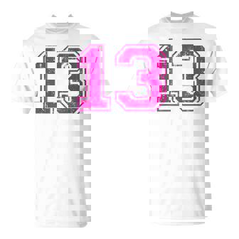 Number 13 Varsity Distressed Vintage Sport Team Player's T-Shirt - Thegiftio UK