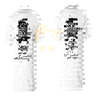Nurse Life Leopard Messy Bun Hair Glasses Nurse T-Shirt | Mazezy