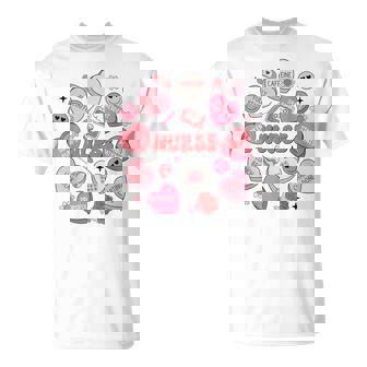 Nurse Valentine's Day Heart Candy Er Ed Rn Icu T-Shirt | Mazezy