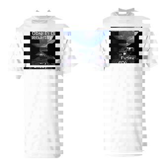 Observe Earth Day Every Day Car Orbiting In Space T-Shirt T-Shirt - Monsterry