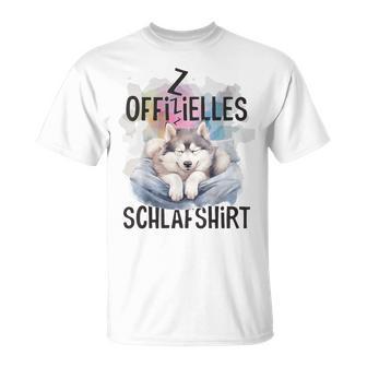 Official Siberian Husky Dog Sleep Blue T-Shirt - Geschenkecke