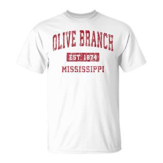 Olive Branch Mississippi MS Vintage Sports Red Premium T-Shirt - Monsterry