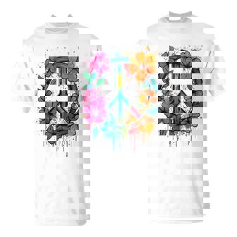 Panneau De Paix Love Peace Flower Power Années 70 Et 60 T-Shirt - Cadeauxyz