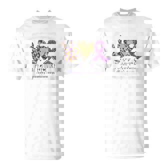 Peace Love Cure We Wear Purple For Alzheimer's Awareness T-Shirt - Monsterry