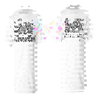 Peace Love Dogs Floral Dog Paw Dog Mom Cute Mother's Day T-Shirt - Seseable