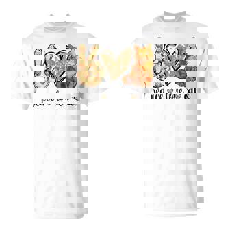 Peace Love Orange Tabby Cat Lover T-Shirt - Monsterry