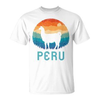 Peru Retro Llamaintage Machu Picchu Alpaca South American T-Shirt - Geschenkecke