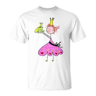 Prinzessin Küsst Den Frog Frog King Motif For Girls Gray T-Shirt - Geschenkecke