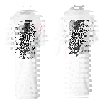 Retro Baseball Game Day Checkered Leopard Baseball Mama Mom T-Shirt - Monsterry