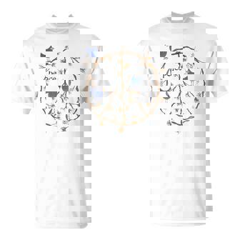 Retro Hippie Peace Sign Love And Peace Casual T-Shirt - Seseable