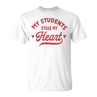 Retro My Students Stole My Heart Cute Teacher Valentines Day T-Shirt - Thegiftio
