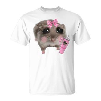 Sad Hamster Meme Drink Bottle Gray T-Shirt - Geschenkecke