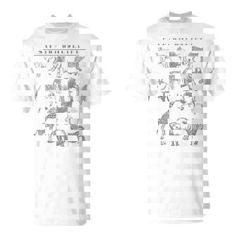 Safari Wildlife Animal Collection Sketch T-Shirt - Monsterry