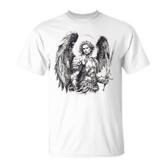 Saint Michael The Archangel Tattoo Style T-Shirt - Geschenkecke