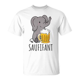 Saufifant Beer Drinker Saufen Party Saying T-Shirt - Geschenkecke