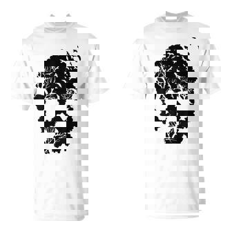 Skeleton With Trees And Birds T-Shirt - Monsterry