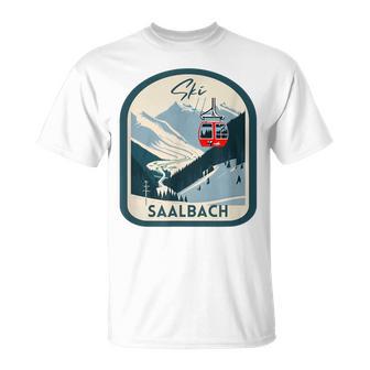 Ski Saalbach Retrointage Style Saalbach Skiing Gray T-Shirt - Geschenkecke