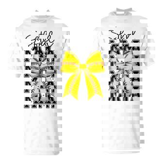Softball Mama Coquette Bow Softball Mom Women T-Shirt - Seseable