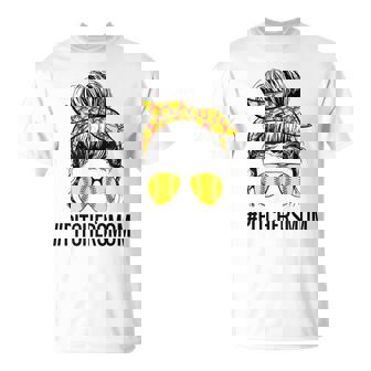 Softball Mom Messy Bun Pitcher's Mom T-Shirt - Monsterry
