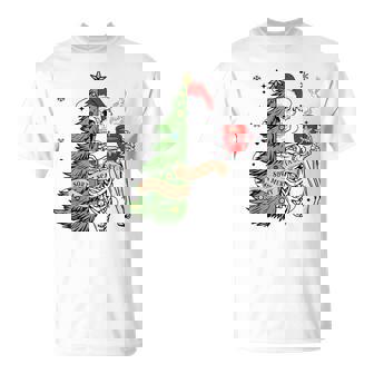 Sorta Merry Sorta Scary Skeleton Snow Christmas Tree Xmas T-Shirt - Monsterry