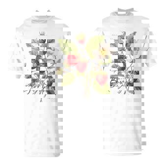 Summer Flower Strawberries Nature Lovers Floral Wild Flower T-Shirt - Geschenkecke