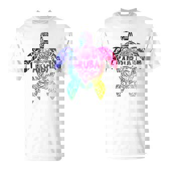 Tribal Aruba Tie Dye Sea Turtle Aruba Beach Vacation T-Shirt - Seseable