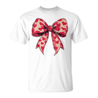Valentine's Day Red Heart Love Coquette Bow Women Girls Kids T-Shirt - Monsterry