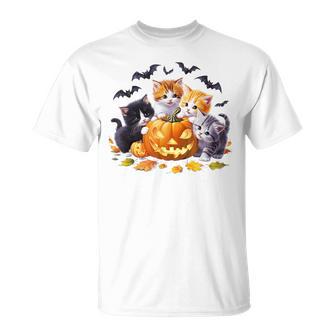 Vintage Cats Pumpkin Halloween Cat Pumpkin Halloween Costume T-Shirt - Monsterry