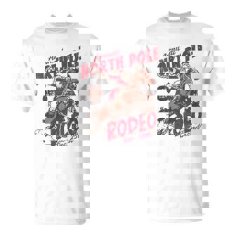 Vintage North Pole Rodeo Cowboy Santa Country Christmas T-Shirt - Monsterry