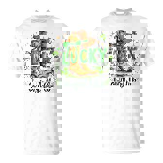 Vintage Retro Lucky Cowgirl Club St Patrick's Day Cowboy T-Shirt | Mazezy