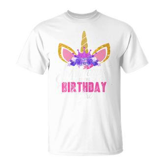 Women's Mummy Of The Birthday Girl Unicorn Mum Birthday Party Mother Blue T-Shirt - Geschenkecke